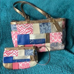 Coach patchwork tote & wristlet